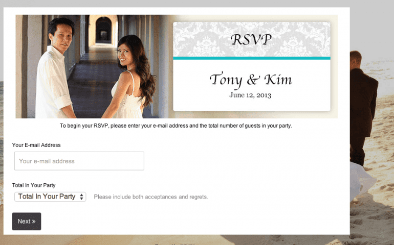 Online wedding rsvp form and wedding website