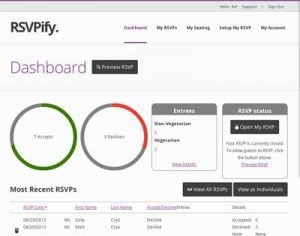 Event management software dashboard