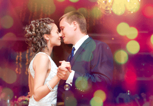 Couple at their wedding