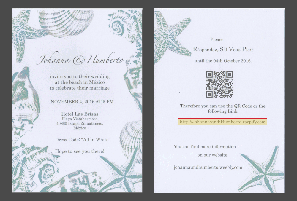 Paper Wedding Invitation With Online Rsvp Url 1 