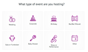 Select the event type that you will be selling tickets for