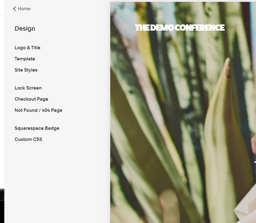 Event website builder layout Squarespace