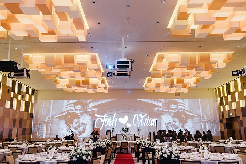 Grand Hyatt Singapore decorated ballroom with floral arrangements