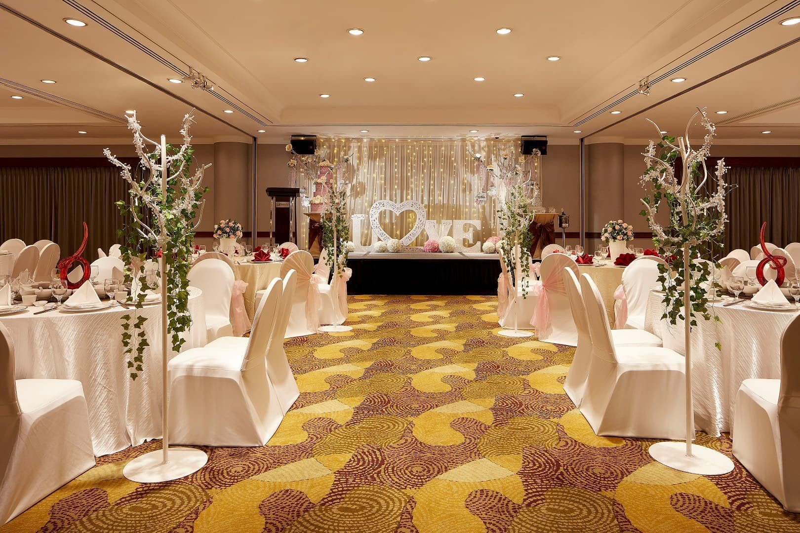 Holiday Inn Singapore ballroom decorated for wedding