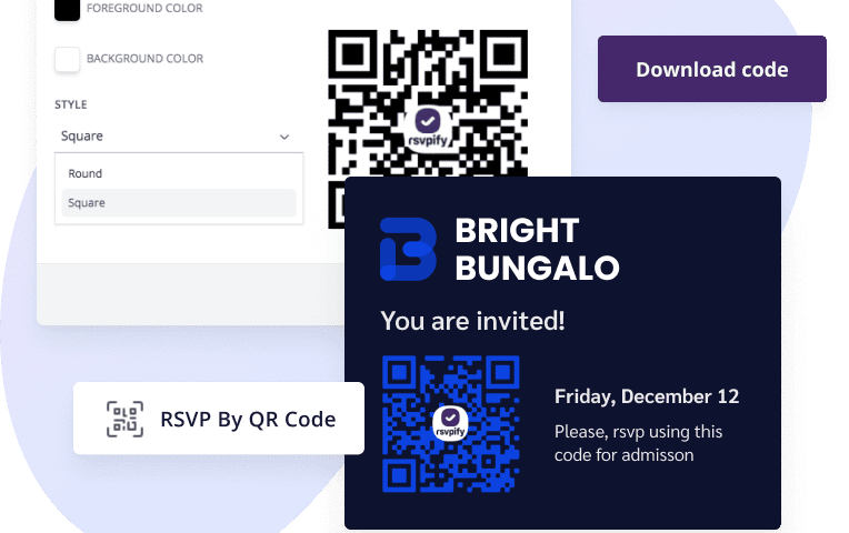 Customizable event QR codes for easy event check-in