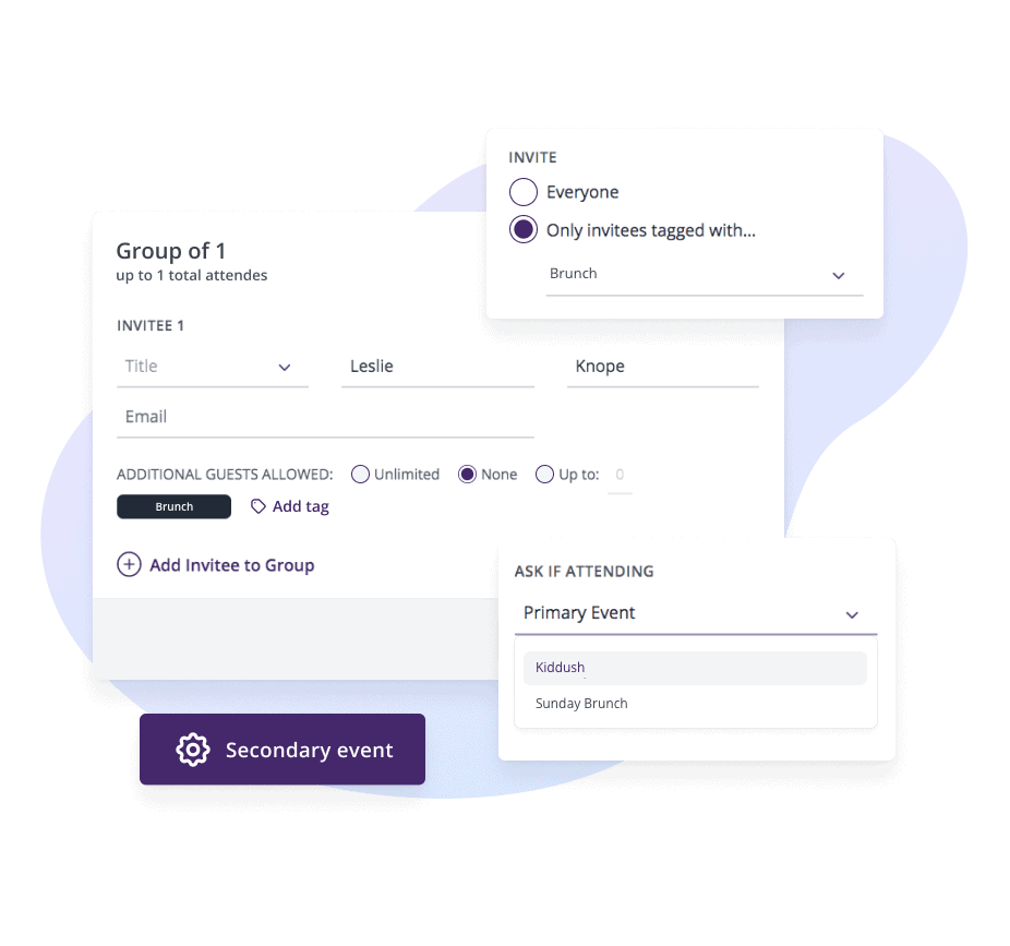 Ask guests to RSVP to all mitzvah events in one seamless online RSVP flow