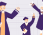 Students celebrating after planning their graduation with event websites and online rsvp