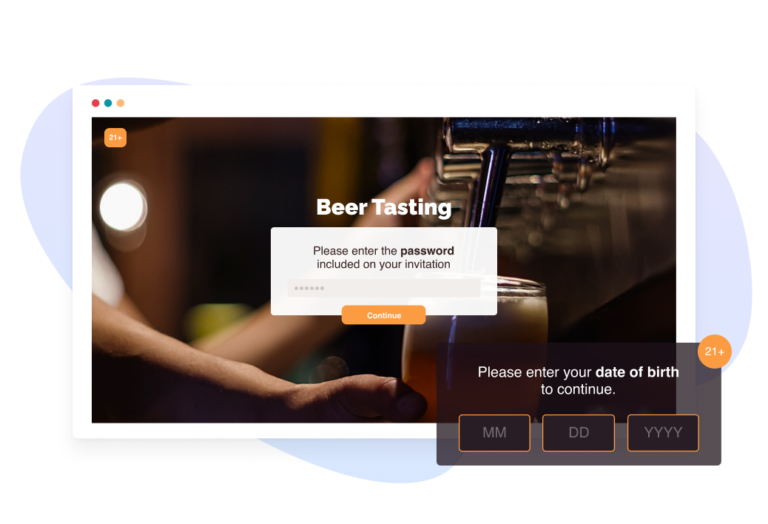 Example event website for beer tasting with age verification gate