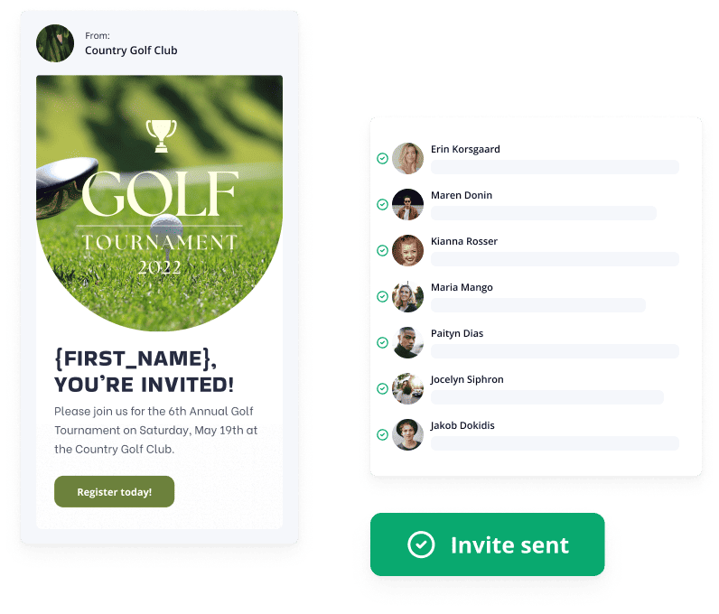 Communicate charity golf tournament updates