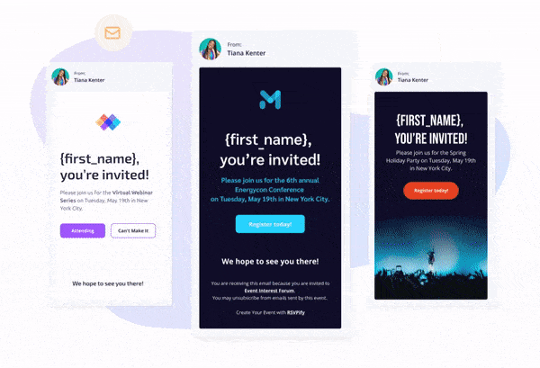 examples of online event invitations sent by RSVPify