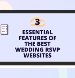 Wedding planner holds clipboard next to laptop mockup