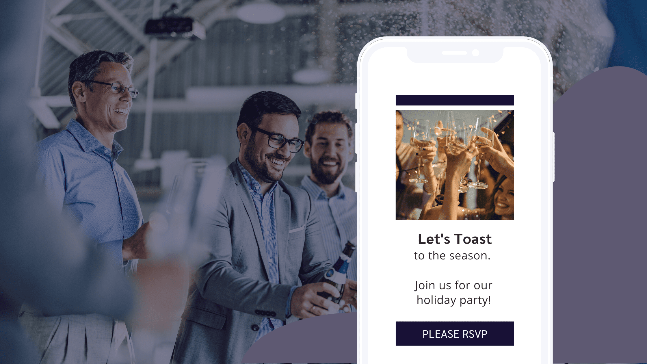 iPhone illustration of holiday party email invitation