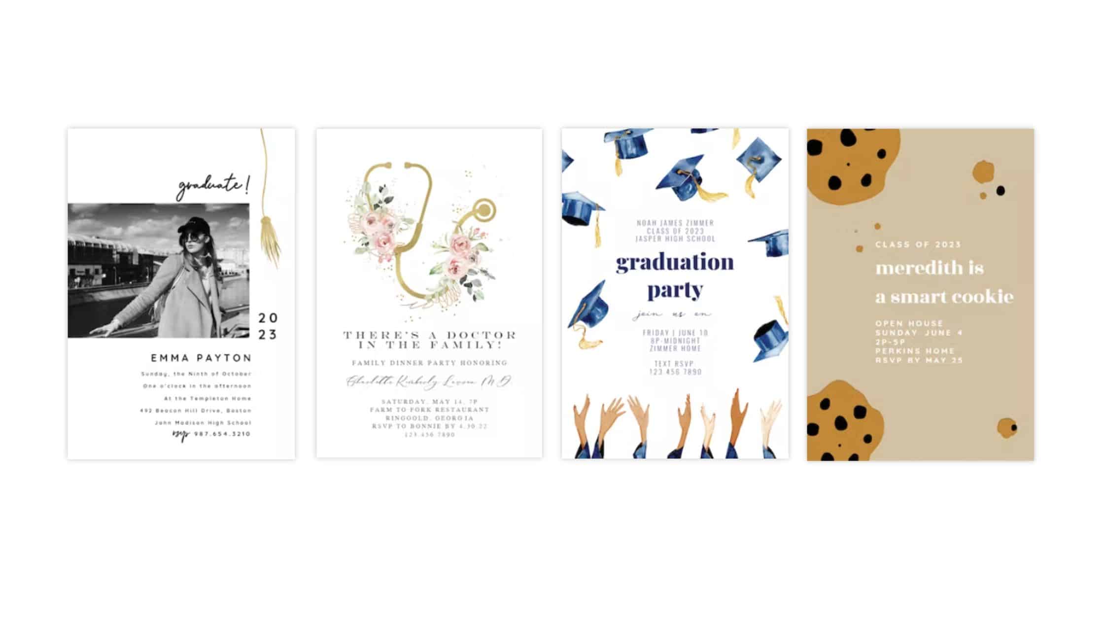Examples of invitation templates from Greetings Island