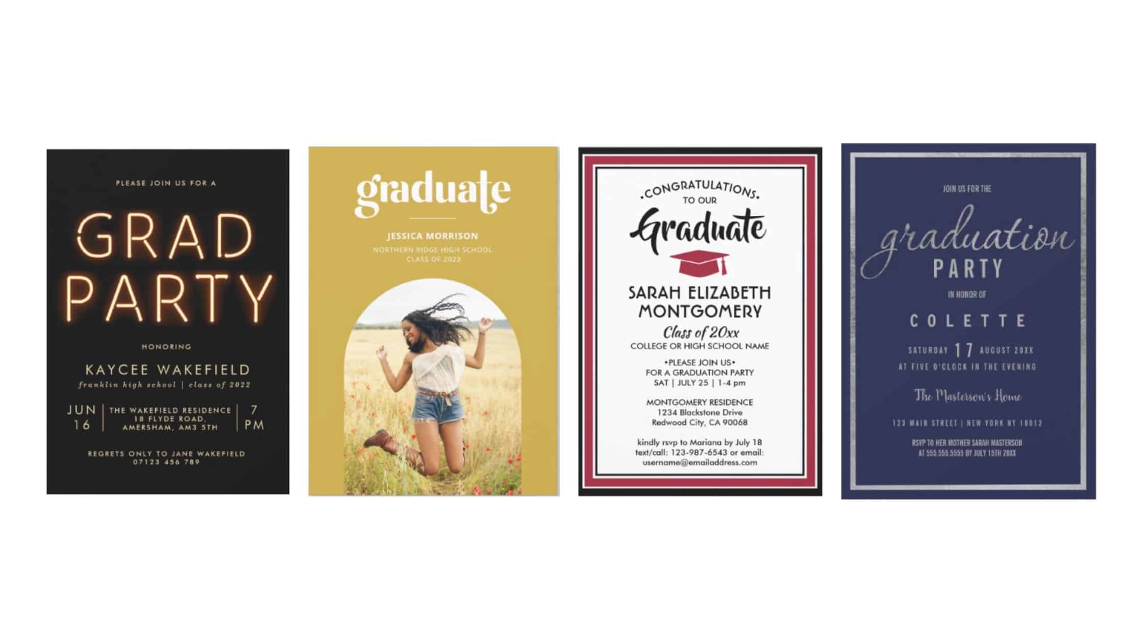 4 graduation party invite templates from Zazzle