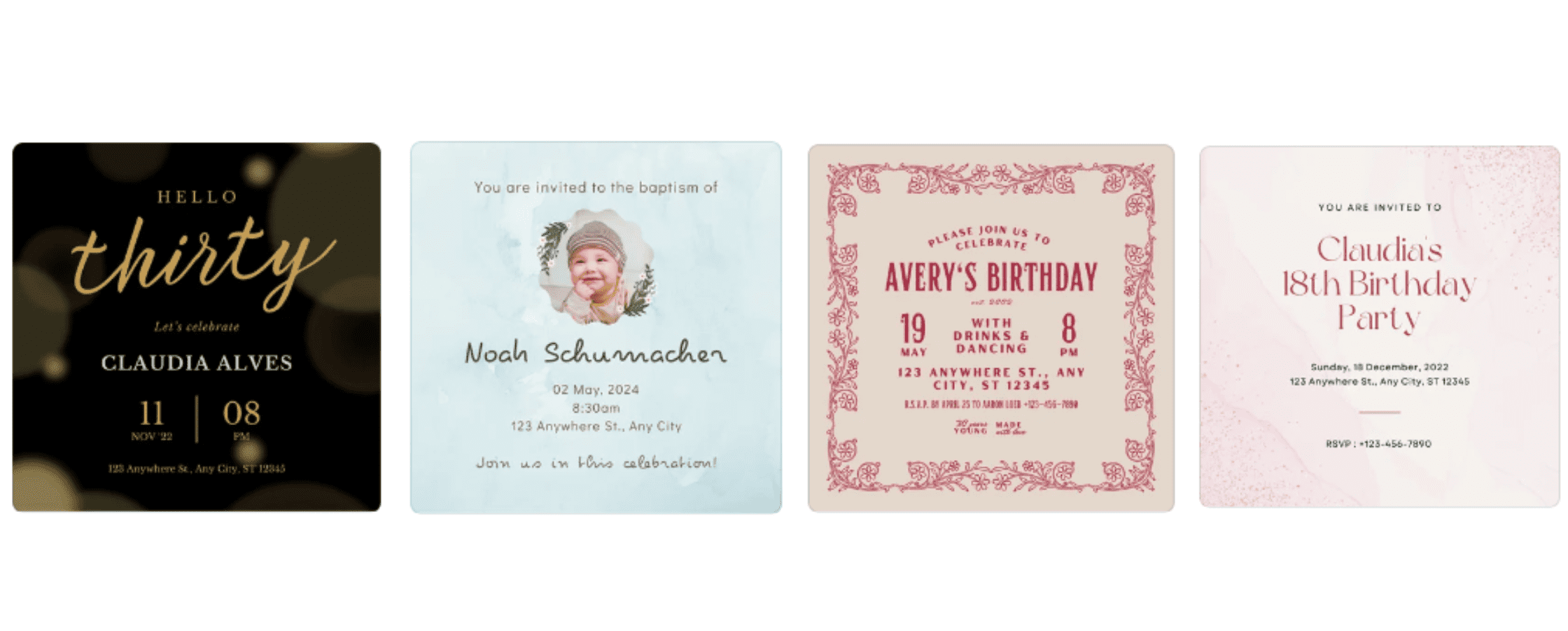 Examples Canva Birthday Party Templates