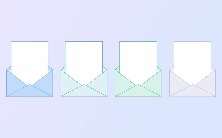 4 envelopes representing paperless post alternatives
