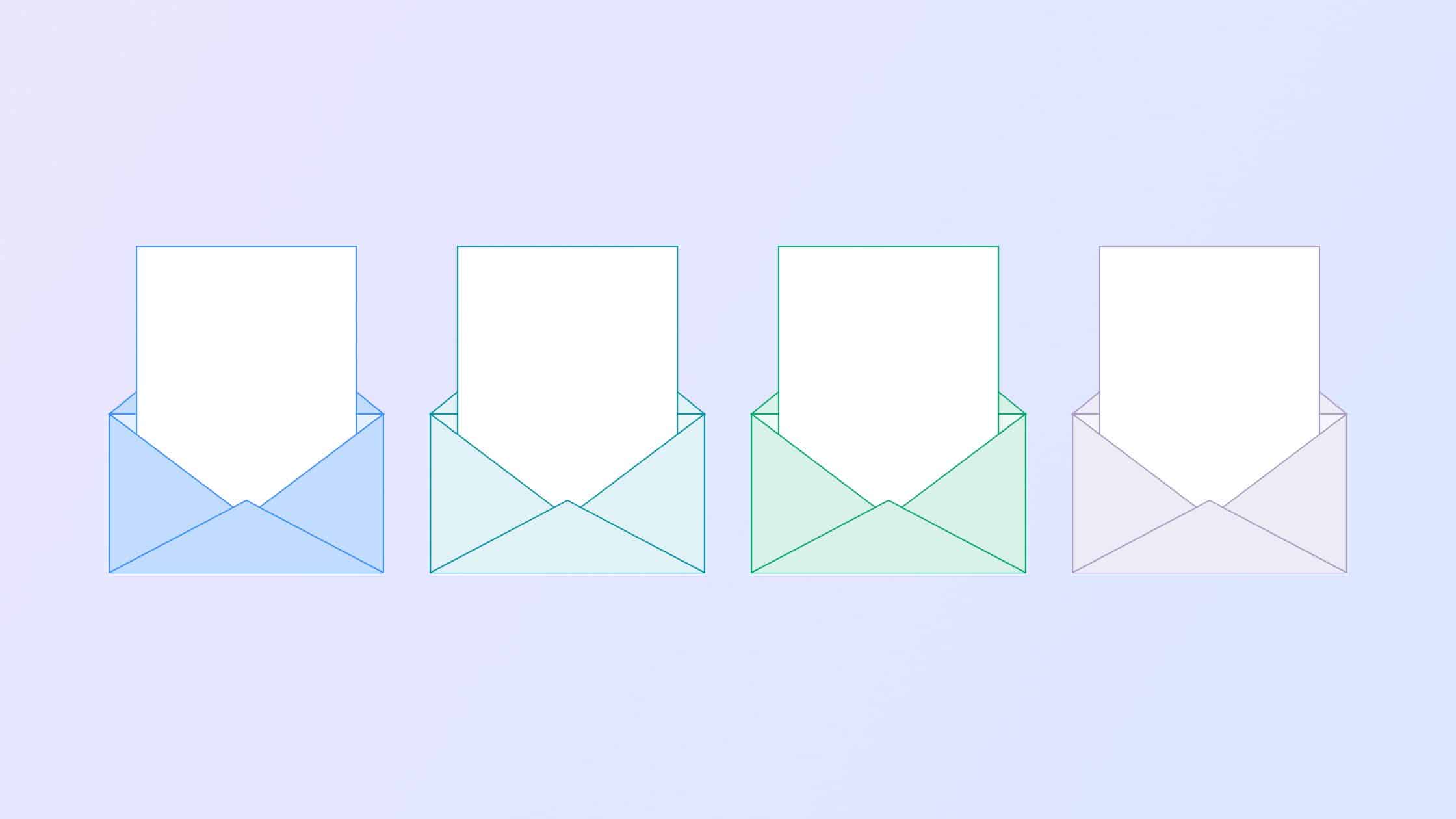 4 envelopes representing paperless post alternatives