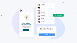 Illustration of an email invitation and online RSVP form