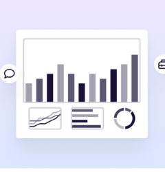 Graphic showing survey reporting results with icons representing various post-event survey tools