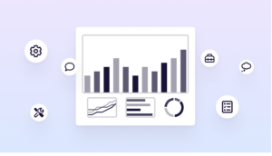 Graphic showing survey reporting results with icons representing various post-event survey tools