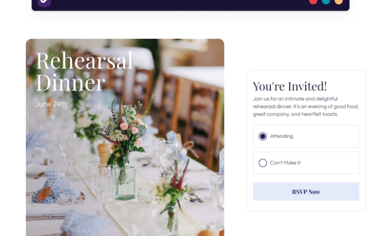 Create rehearsal dinner invitations, send online RSVPs, and more