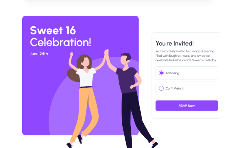 Create sweet 16 invitations, collect RSVPs, and more