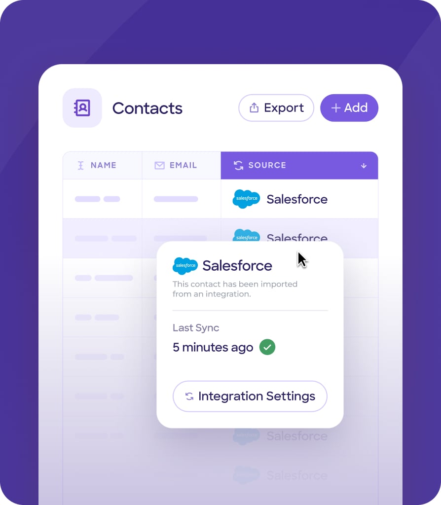 Salesforce contact record with event data