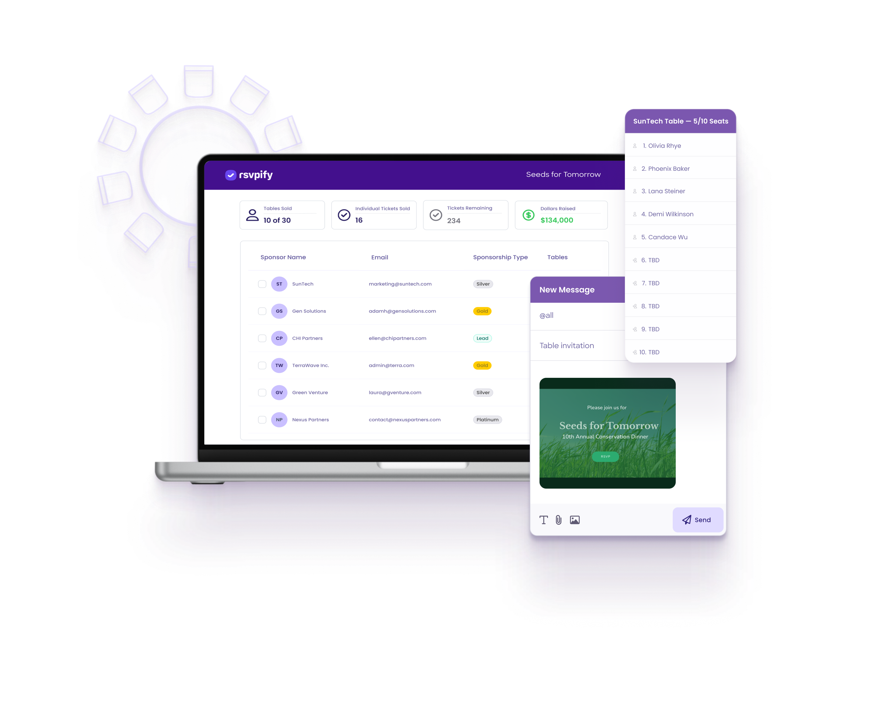 Preview of RSVPify gala guest management UX